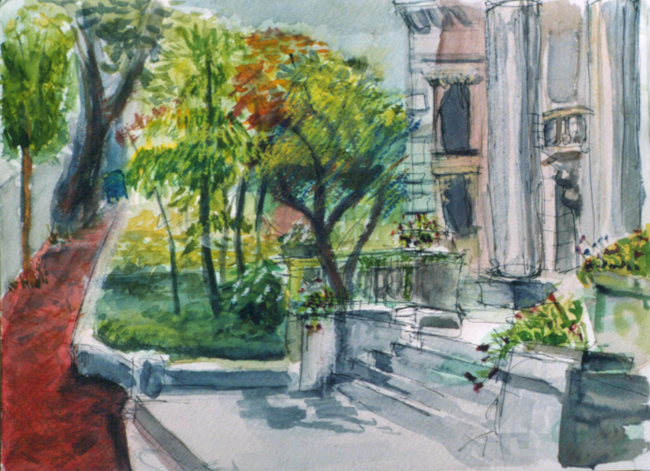 VCU Campus, Franklin Street by Tim - watercolor 